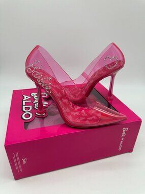 Barbie x ALDO Barbiestessy Collection Pink Translucent Pointed Toe Pumps Size 7
